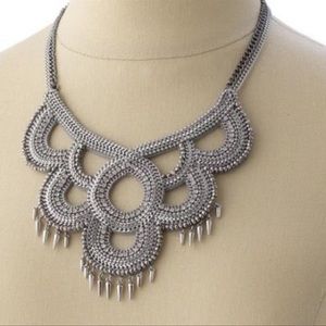 Stella and Dot Tallulah Bib Silver Tone Statement Necklace